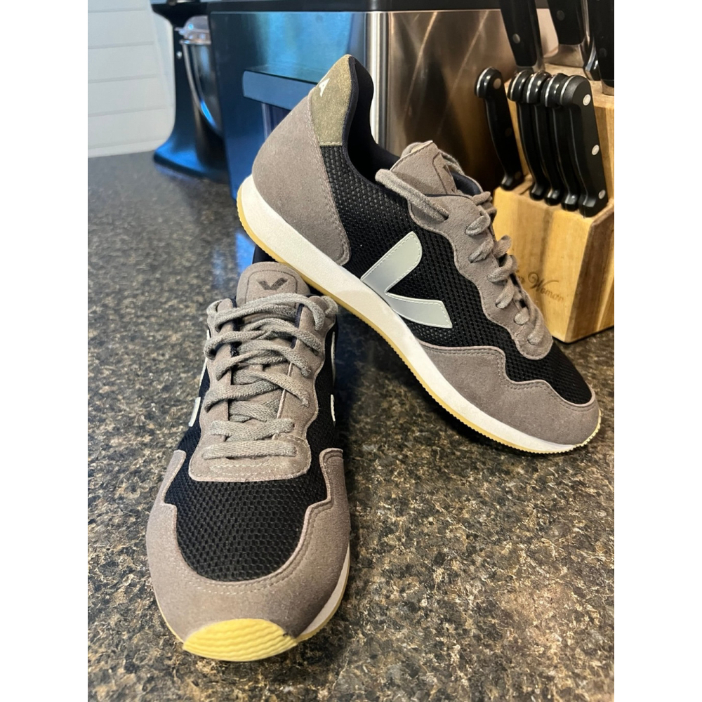 Veja Men's Athletic Sneakers in Black, Gray & Gum - Picture 3 of 12